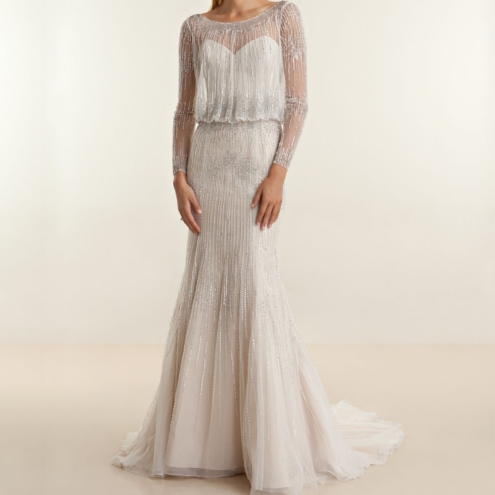 Long sleeve beaded Wedding dress - never worn